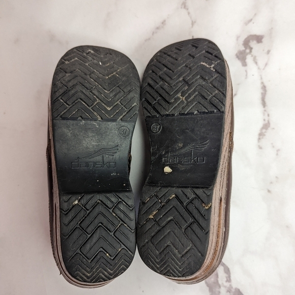 Dansko Clog Shoe Brown Wood Women Leather Low Top Slip On Casual - Picture 7 of 10